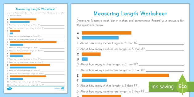 Measuring Length Worksheet   Worksheet