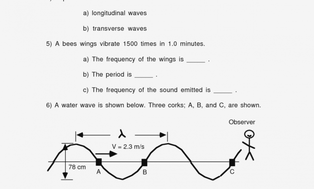 Worksheet Labeling Waves Answers Quiz Worksheet Transverse Waves