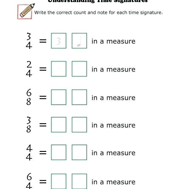 Worksheet On Basic Understanding Of Time Signature Grade Music