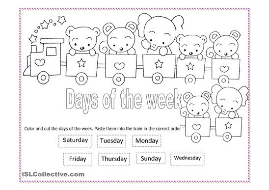 Days Of The Week Kindergarten Worksheets   Cmediadrivers