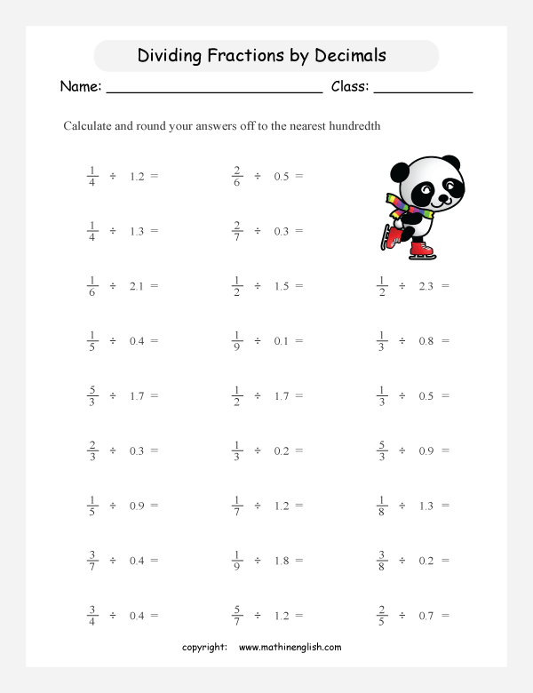 Dividing Fractions Worksheets 6th Grade   Cmediadrivers