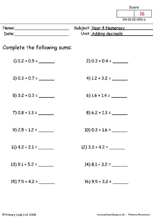 Adding Decimals