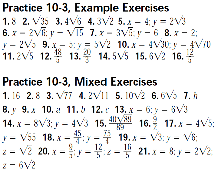 Geometry Worksheet Answer Keys