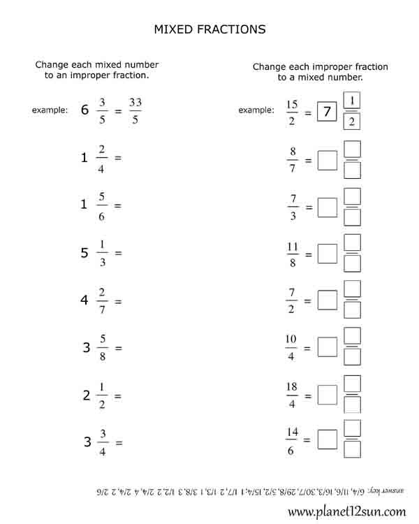 Mixed And Improper Fractions Worksheet 4th Grade