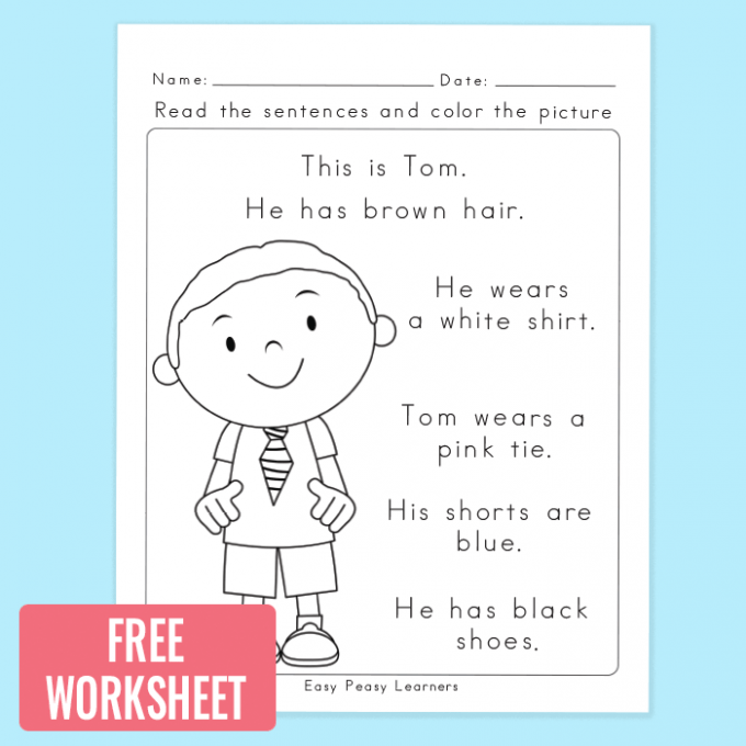 Free Read And Color Reading Comprehension Worksheet