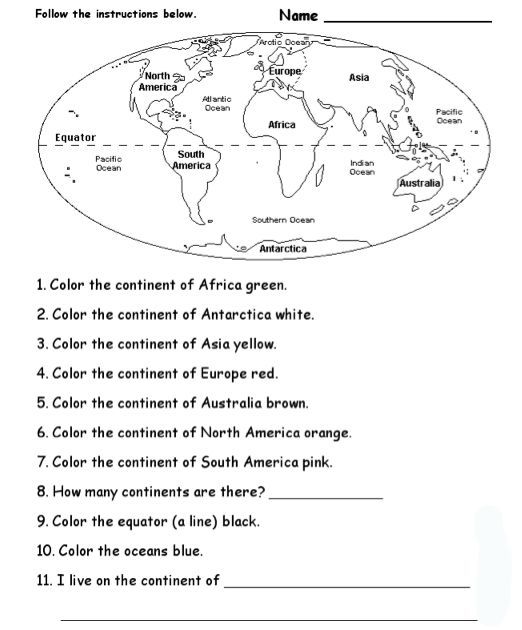 Printables  Continent Worksheet  Lemonlilyfestival Worksheets