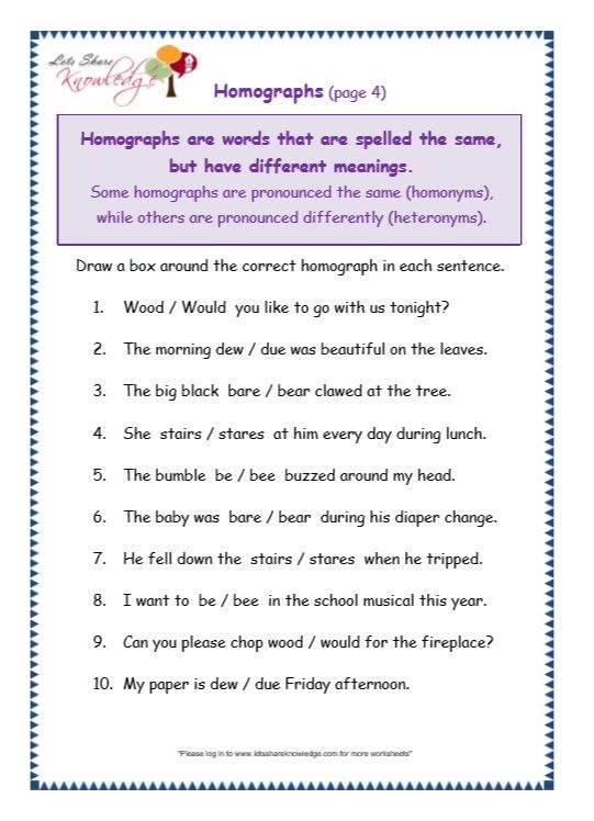 Grade 3 Grammar Topic 25  Homographs Worksheets