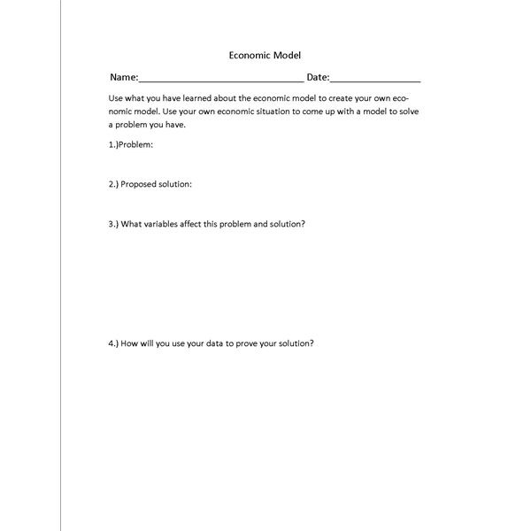 Lesson Plan On The Economic Model With Worksheet