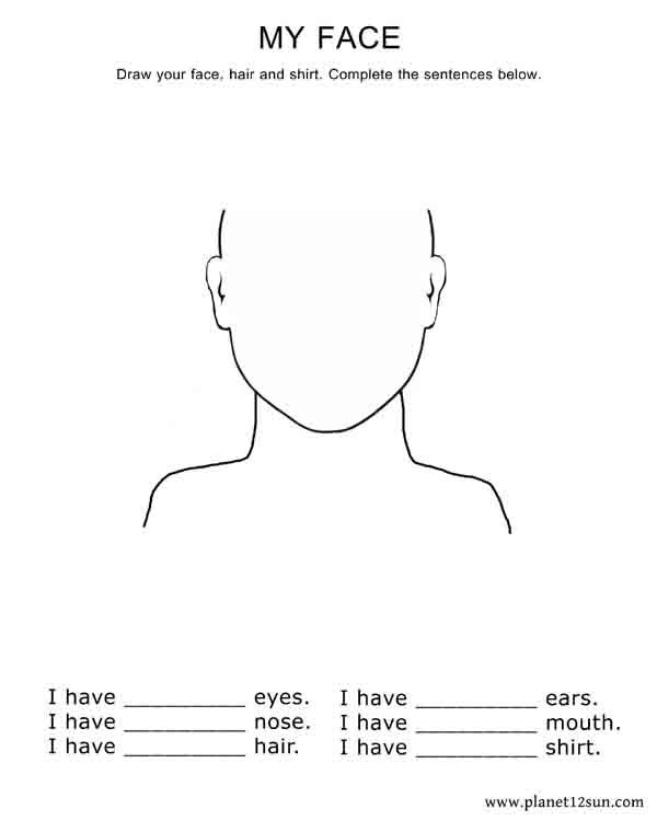Draw Your Face  Complete The Sentences  Kindergarten + 1st Grade