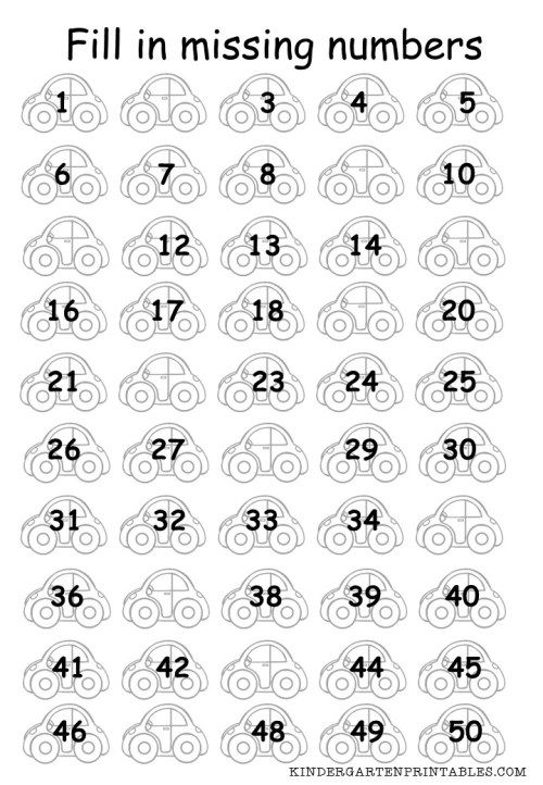 Fill In The Missing Numbers 1