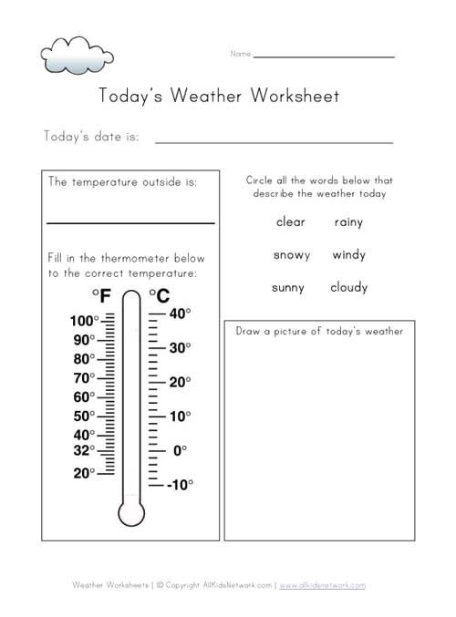 Today's Weather Worksheet