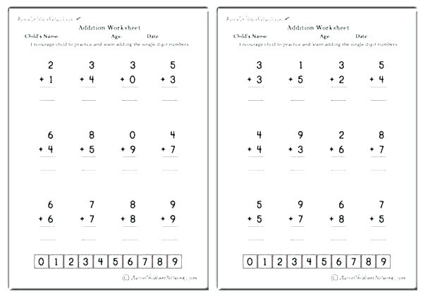 Addition With Zero Worksheets