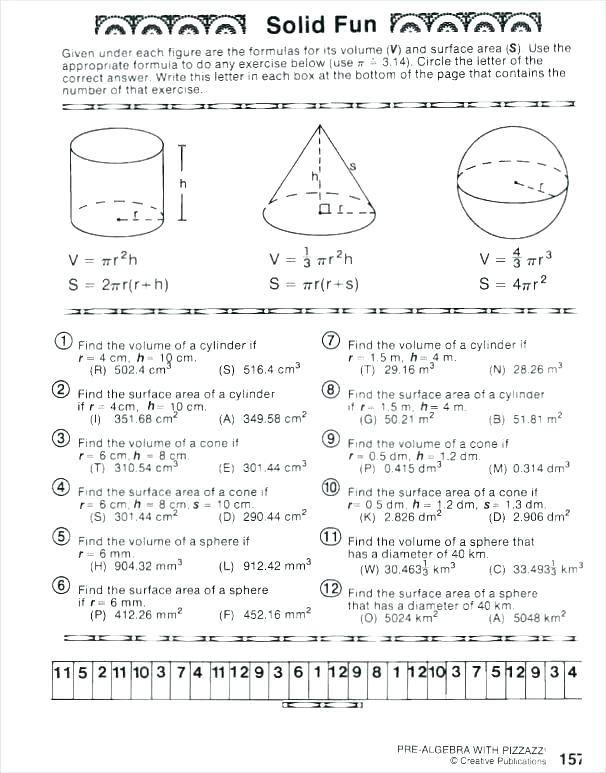 Printables Of Solid Fun Math Worksheet Answers Pre Algebra With