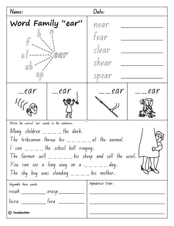 Image Result For Phonics Ear Words Worksheets