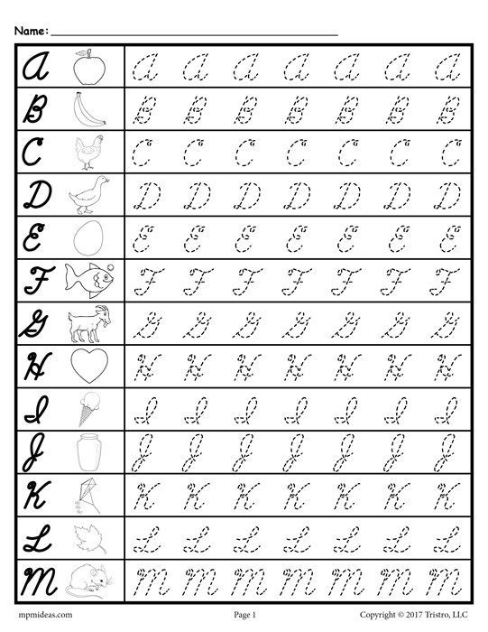 Free Cursive Uppercase Letter Tracing Worksheets