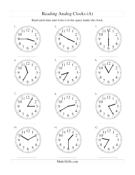 Clock Reading Math Free Printable Clock Worksheets For Grade