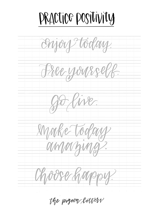 Free Practice Sheets Hand Lettering Positivity