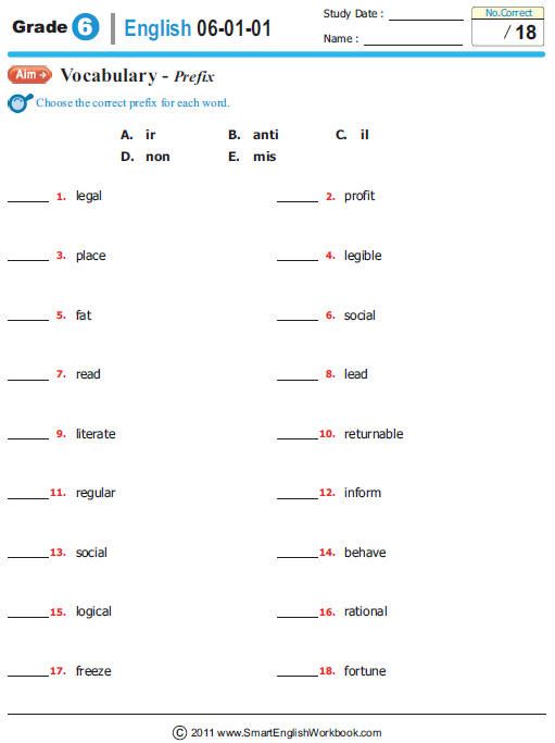 6th Grade Language Arts Workbooks