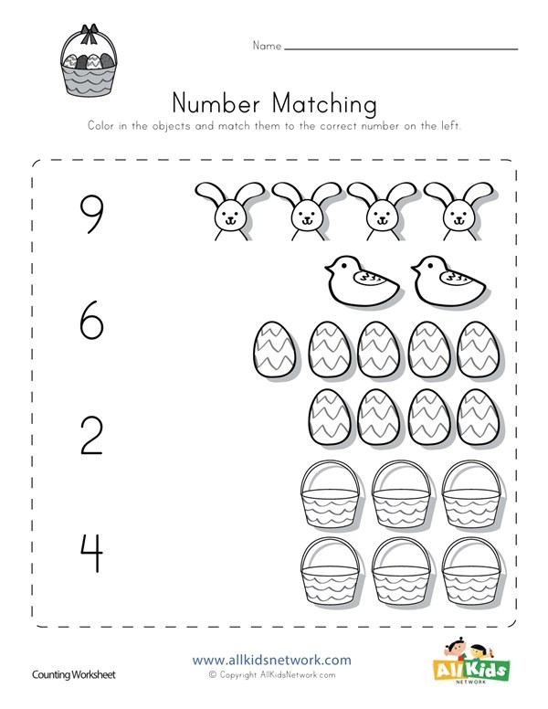 Easter Number Matching Worksheet