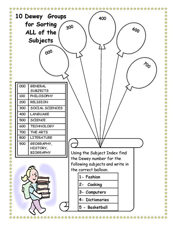 Dewey Decimal Balloon Worksheet For Grade 2