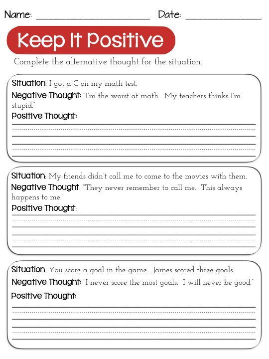 Challenging Negative Thinking Activities For Positive Self Talk