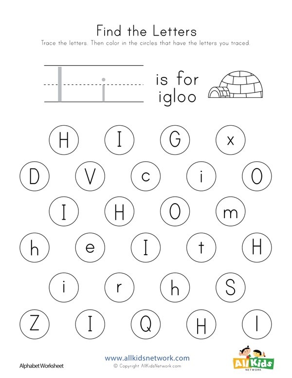 Find The Letter I Worksheet