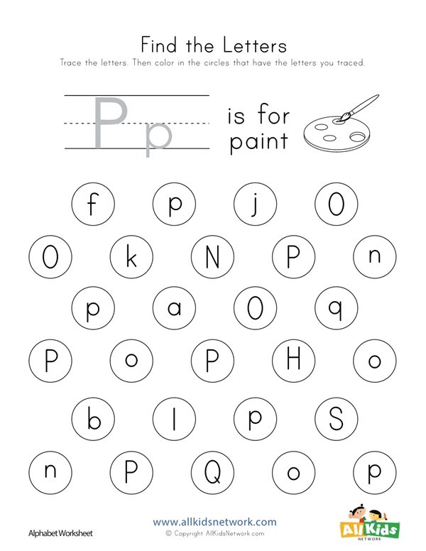 Find The Letter P Worksheet