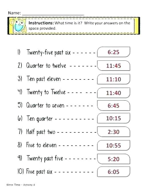 First Grade Time Worksheets Ng Time Worksheets Quarter Past