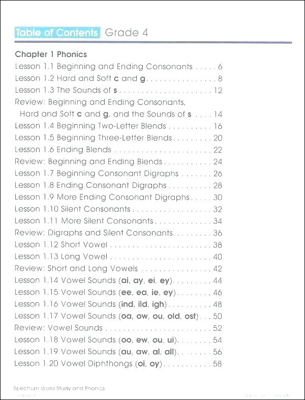 Table Of Contents Worksheets â Sunriseengineers Co