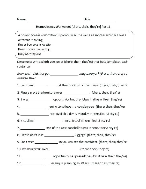 There Their They Re Worksheet Beautiful Or Homonym Homograph Vs