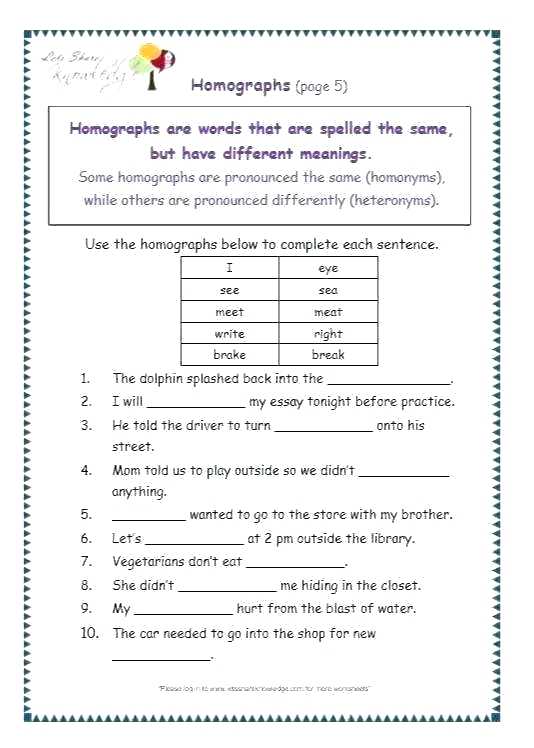Worksheets Of Homophones â Katyphotoart Com