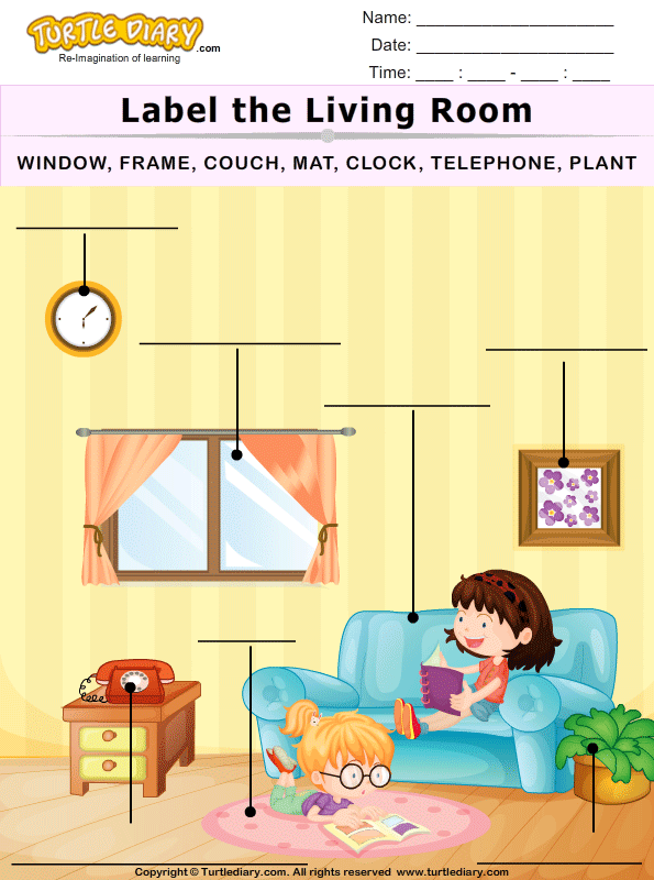 Label The Living Room Worksheet
