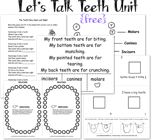 Dental Health And Teeth Printable Pages And Worksheets