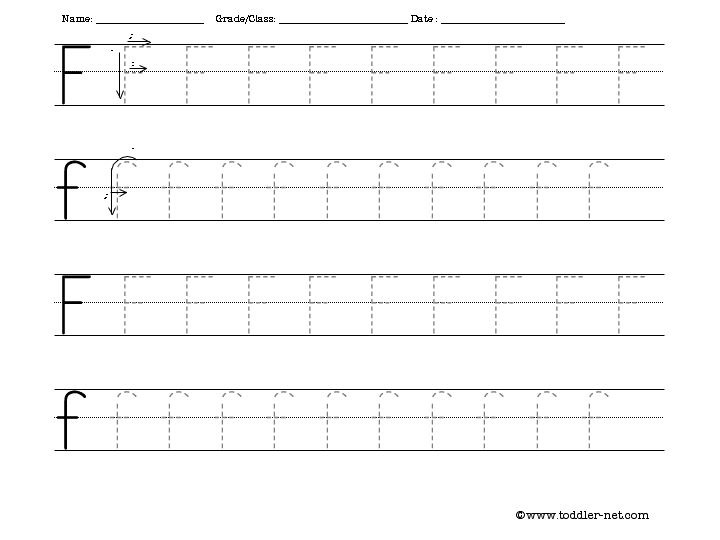 Free Tracing Letter F Worksheet