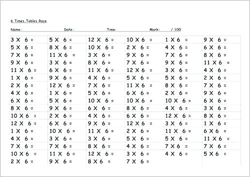 Maths Times Tables Worksheets Printable Times Table Print 3
