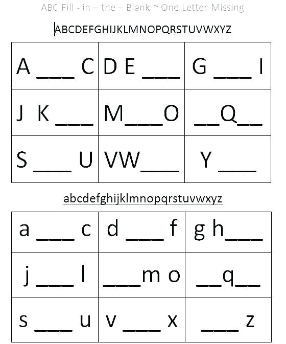 Missing Letters Worksheets