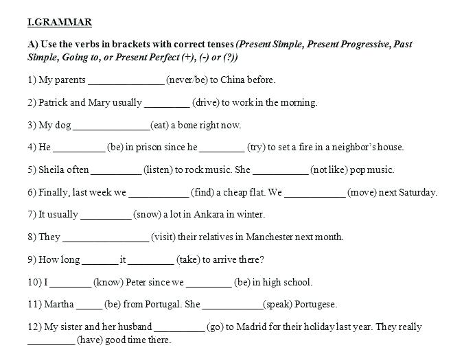 Mixed Verb Tenses And Vocabulary Elementary Worksheet Tense