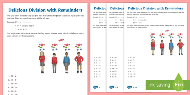 Delicious Division With Remainders Worksheet   Worksheet