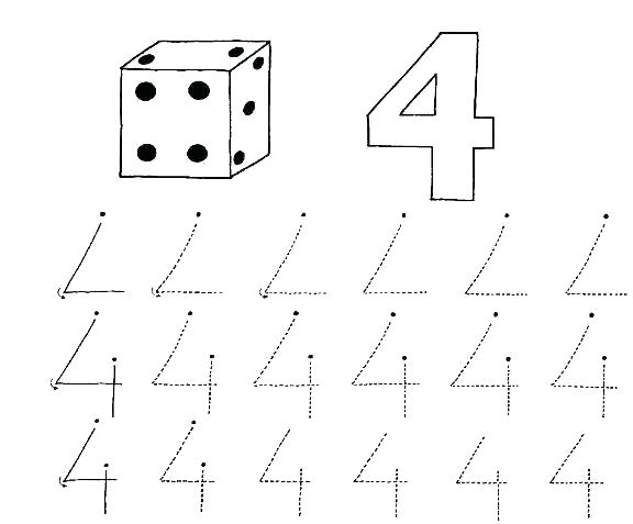 Number 4 Tracing Worksheets For Kindergarten Preschool Numbers