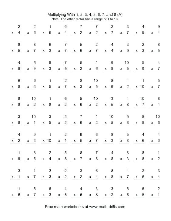 Printable Math Worksheets For Grade 4 Multiplication