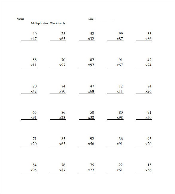 15+ Times Tables Worksheets