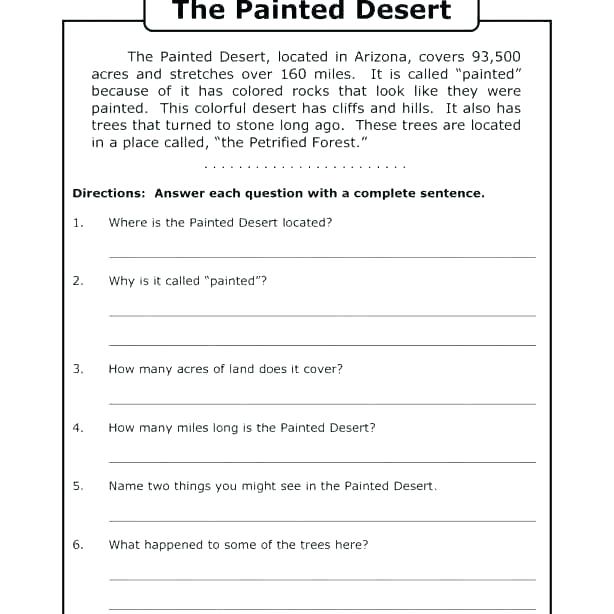 English Comprehension Worksheets For Grade 5 â Openlayers Co