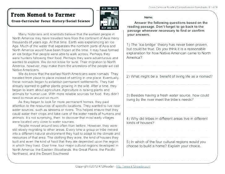 Comprehension Worksheets For Grade 5