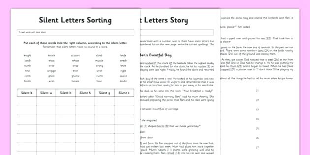 Silent B Worksheets