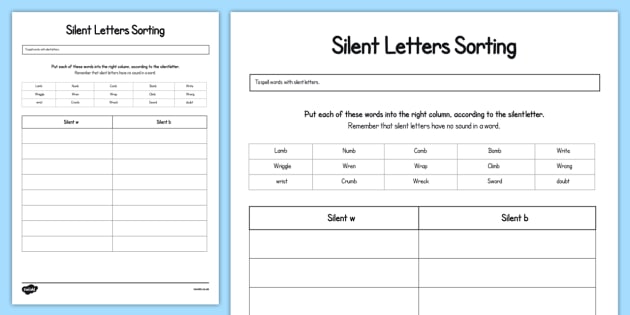 Silent Letters W And B Worksheet   Worksheet