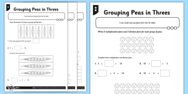Year 3 Differentiated Pea Pod Arrays Worksheet   Worksheet Pack