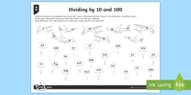 Dividing By 10 And 100 Differentiated Worksheet   Worksheets