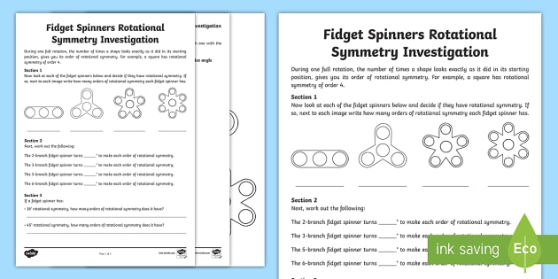 Ks2 Fidget Spinners Rotational Symmetry Worksheet   Worksheet