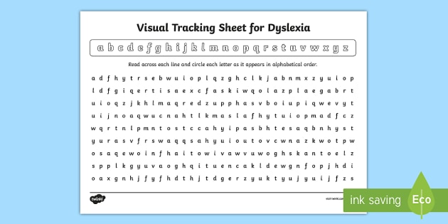 Visual Tracking Worksheet   Worksheet