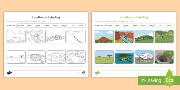 Landform Labeling Worksheet